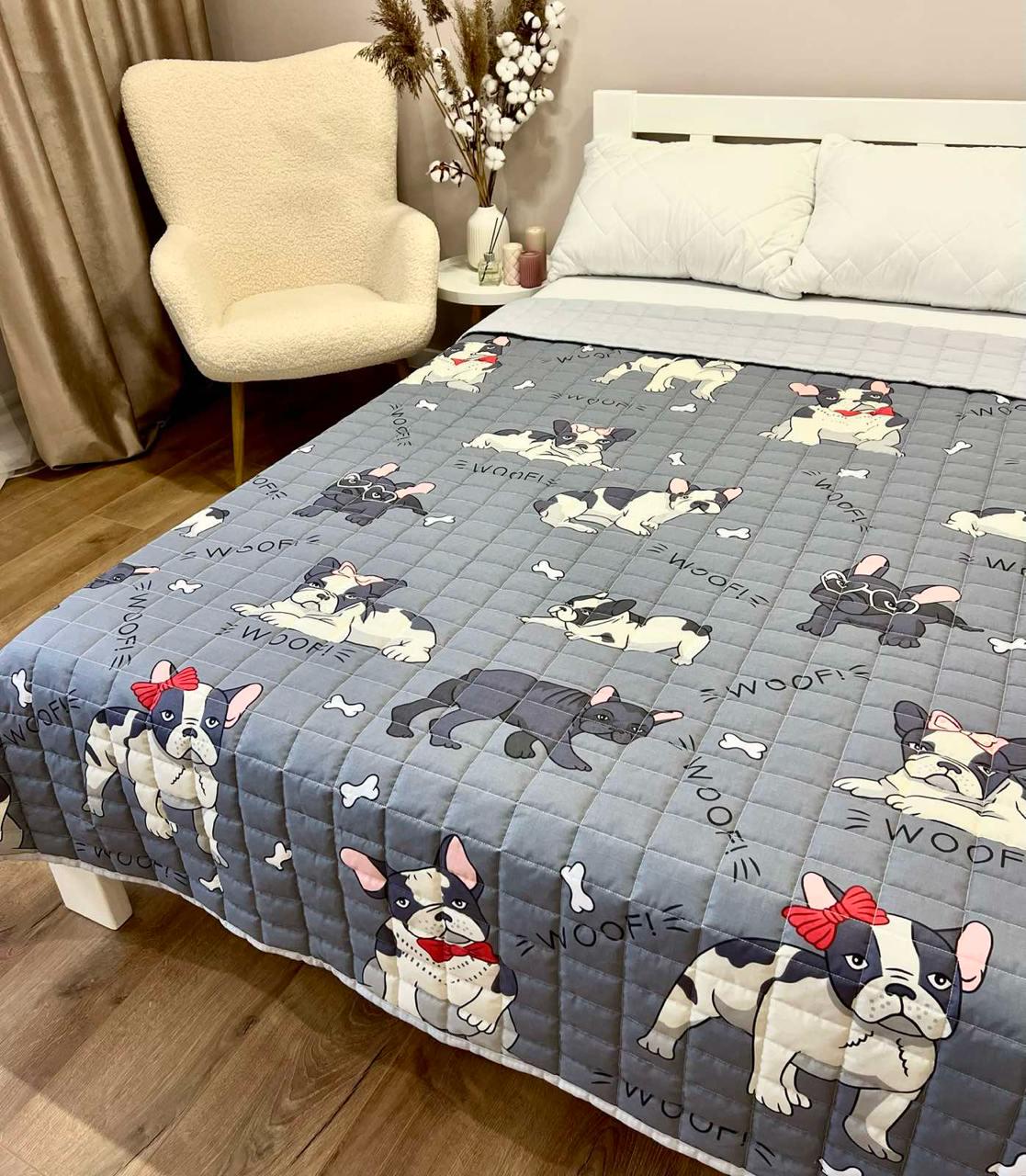 Ковдра дитяча з малюнком собак двостороння 150х210 см Сірий - фото 3 Ковдра дитяча з малюнком собак двостороння 150х210 см Сірий - фото 3