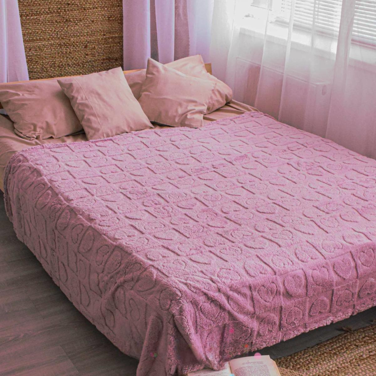 Плед пушистый Koloco Сердце в квадрате двуспальный 180х220 см Розовый (38565) Плед пушистый Koloco Сердце в квадрате двуспальный 180х220 см Розовый (38565)