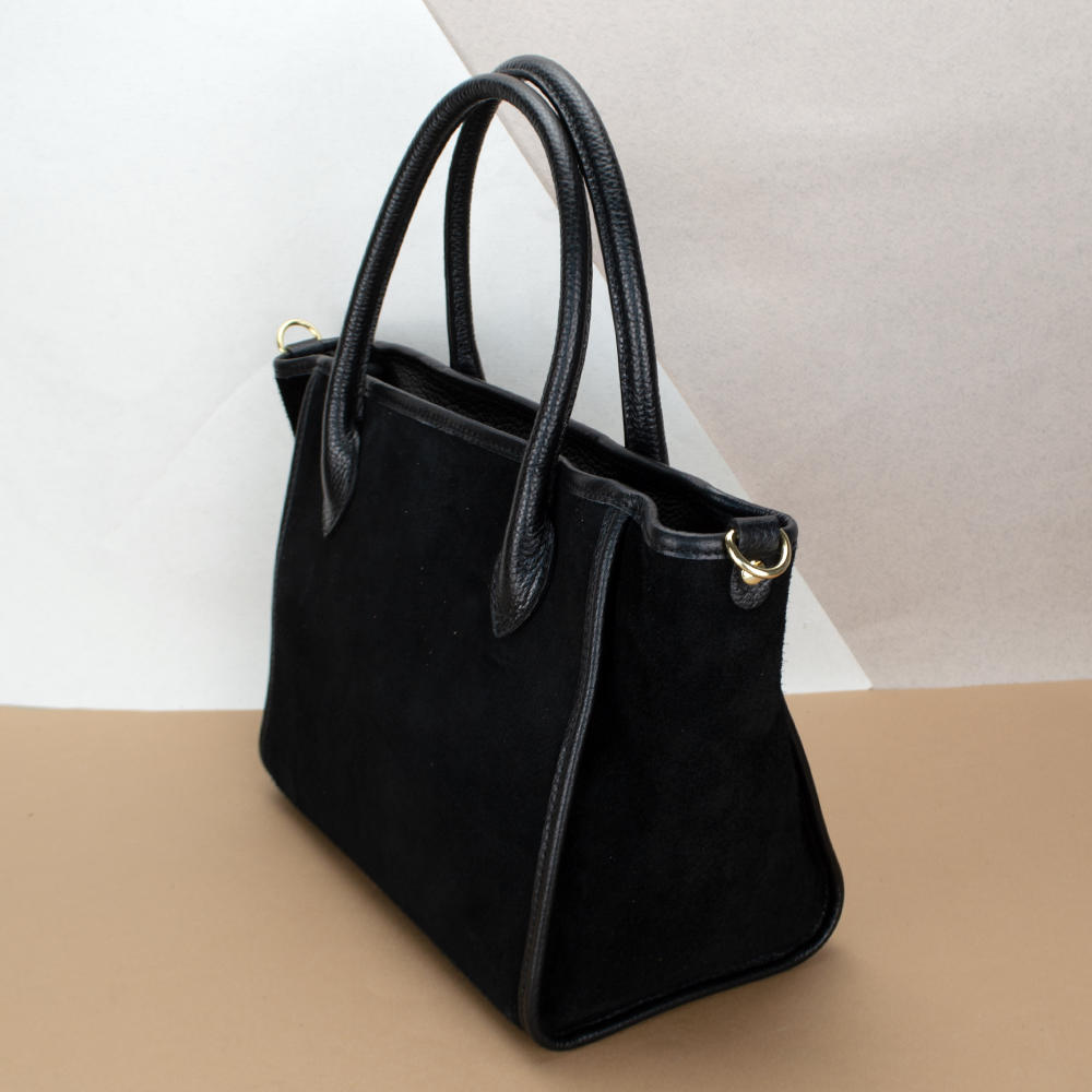 Сумка жіноча замшева Virginia Conti 03756 з 2 ручками Чорний (2415859321) - фото 3