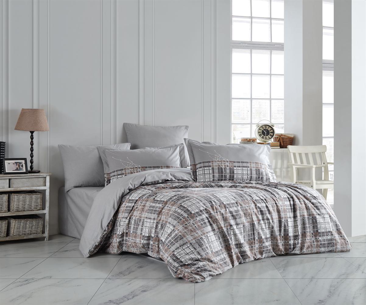 Комплект постельного белья Hobby Poplin Lucia 200х220/50х70 см 2 шт. Серый