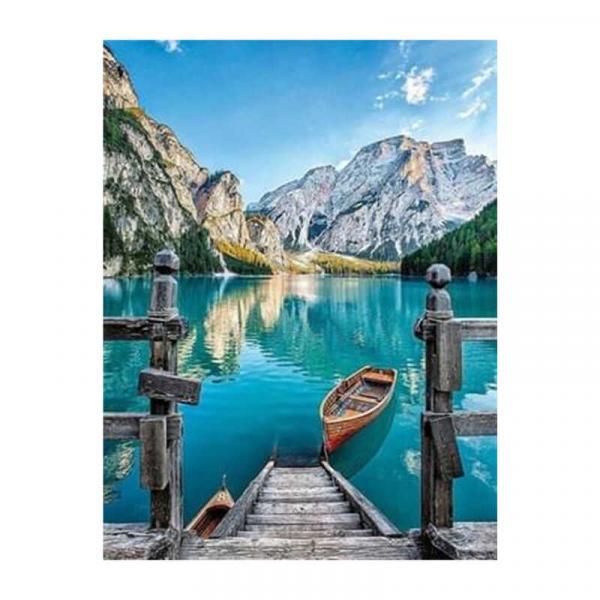 Алмазная мозаика TK Group Лодка на горном озере 40х30 см с рамкой в коробке (GB73218-mt)