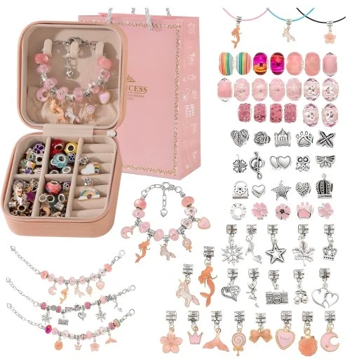 Набір для створення браслетів та намиста для дітей зі шкатулкою Рожевий