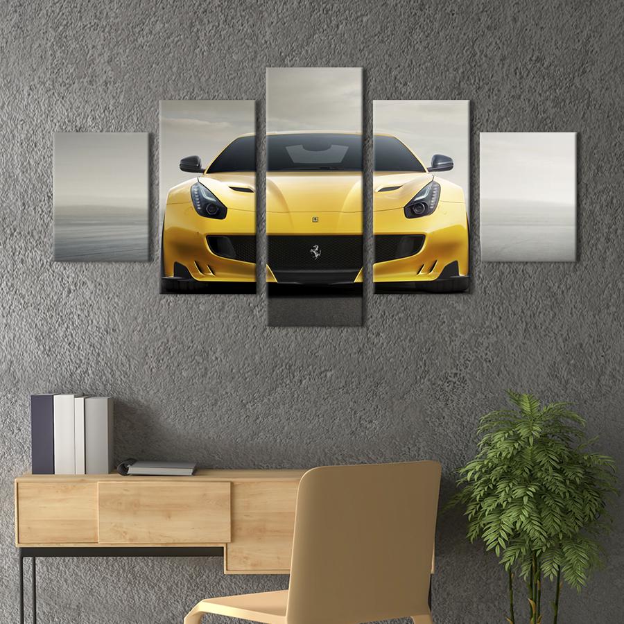 Картина на холсте Солнечно-жёлтая Ferrari 162x80 см (1317-52)