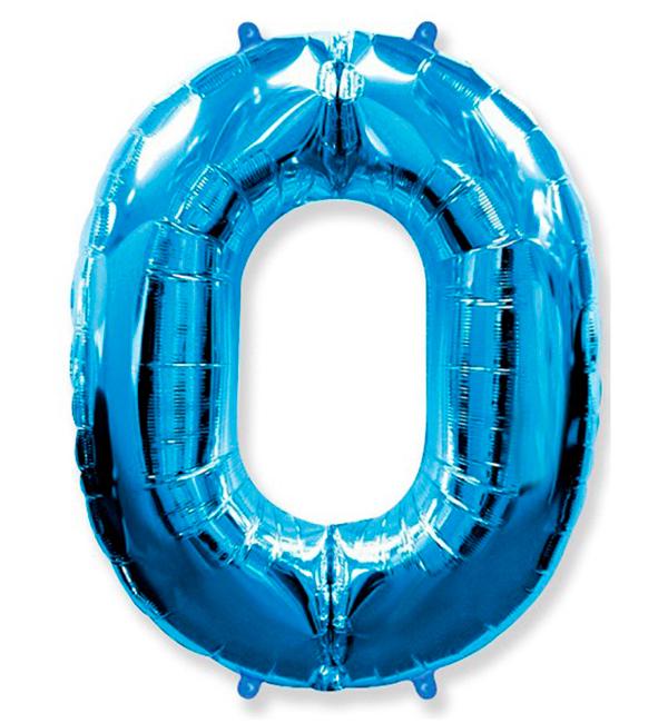 Шарик Цифра "0" 102 см Синий металлик