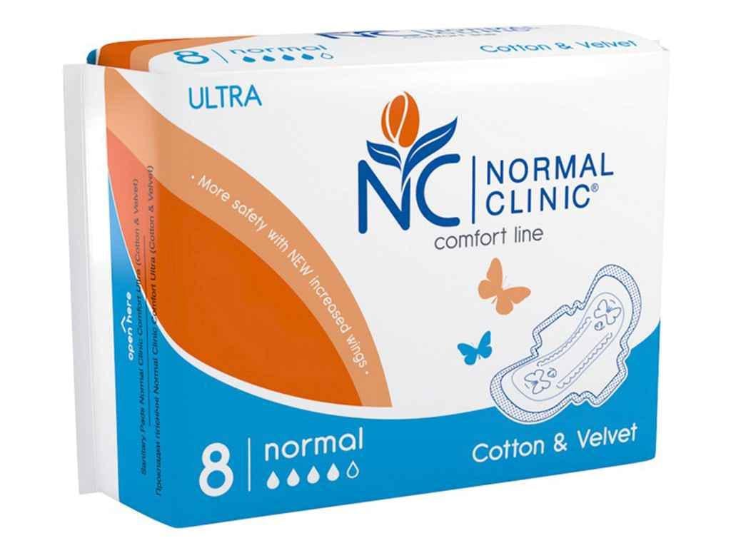 Прокладки гигиенические Normal Clinique Ultra Сotton&Velvet 8 шт. 4 к. (99598)