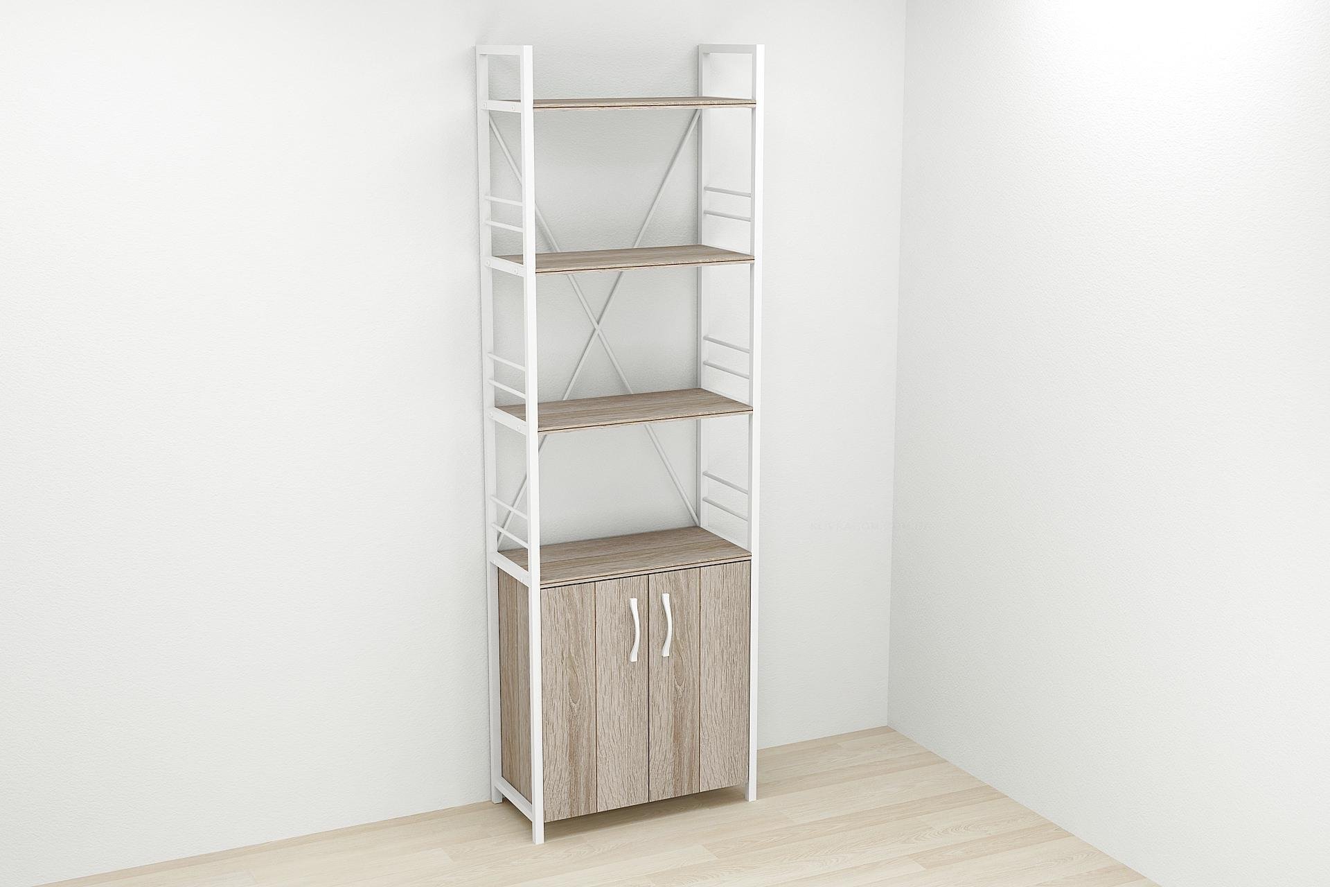 Этажерка Ferrum-decor Коннект 4/60 с тумбой ДСП 179x60x28 см Белый/Сонома Трюфель (FRD-104495) - фото 1 Этажерка Ferrum-decor Коннект 4/60 с тумбой ДСП 179x60x28 см Белый/Сонома Трюфель (FRD-104495) - фото 1