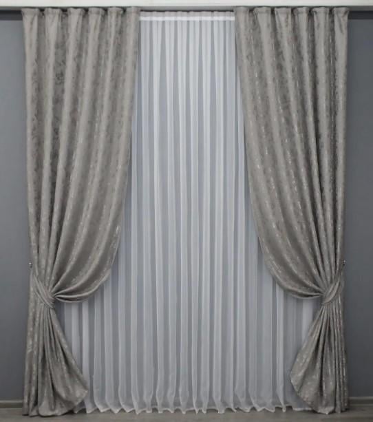 Комплект штор Pavliani AL лен/мрамор 1,5х2,7 м 2 шт. Светло-серый (1569ш)