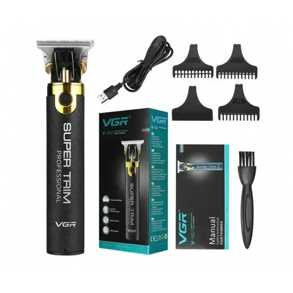 Машинка для стрижки VGR Super Trim V-082 электрическая беспроводная с 3 насадками Черный - фото 4 Машинка для стрижки VGR Super Trim V-082 электрическая беспроводная с 3 насадками Черный - фото 4