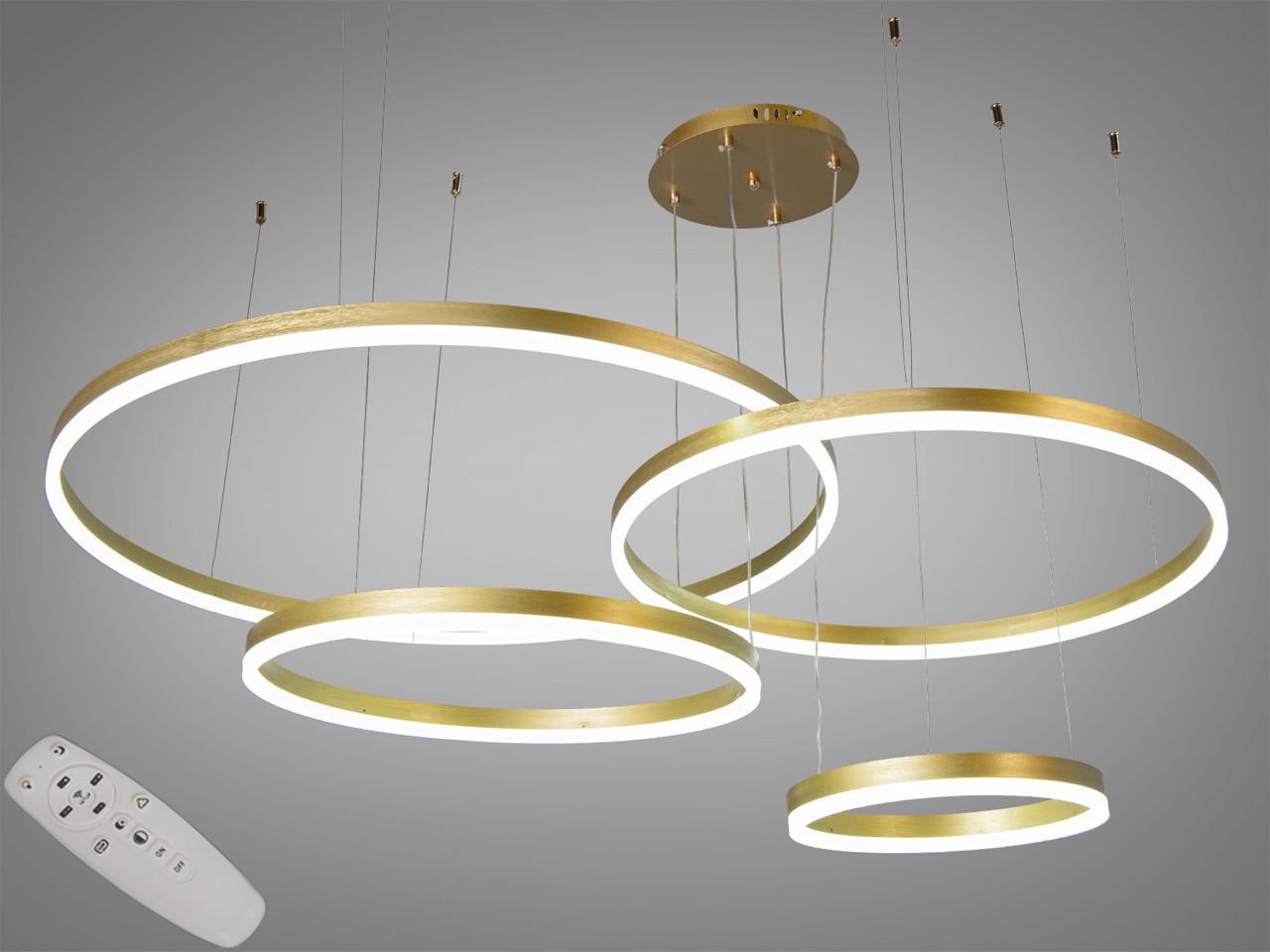 Люстра светодиодная Diasha 157 Вт на тросах 80/60/50/30 см с пультом Золотой (1029-800+600+500+300GD)