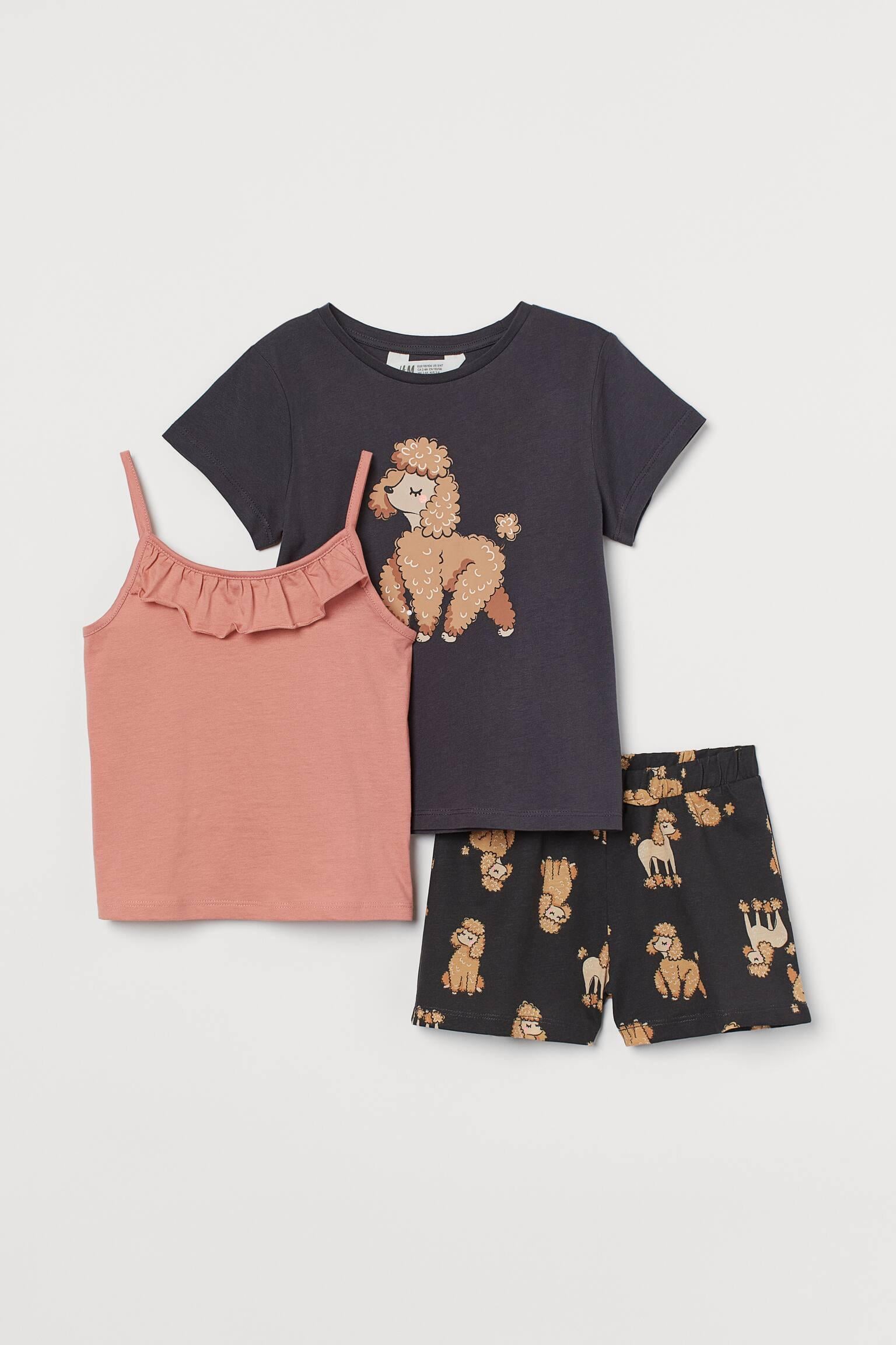 Комплект H&M майка/футболка/шорти 122-128 см Темно-сірий/Пудровий (S5071007199)