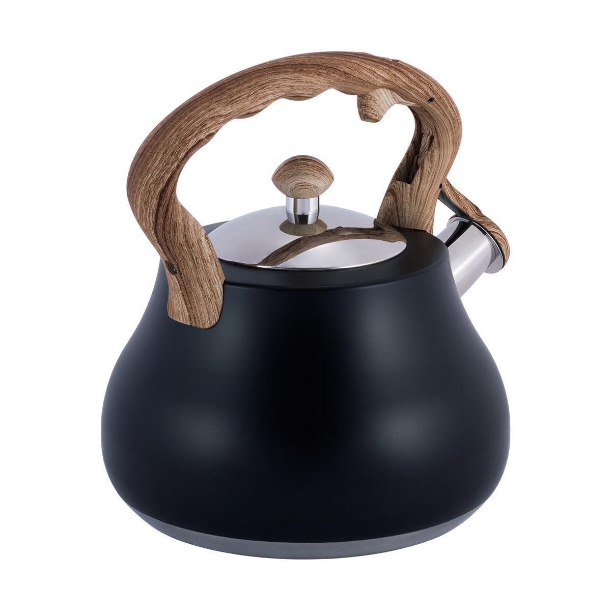 Чайник зі свистком Kamille KM-1092 із нержавіючої сталі та нейлоновою ручкою з покриттям soft-touch під дерево 2,7 л Чорний (150-84-1092) - фото 7 Чайник зі свистком Kamille KM-1092 із нержавіючої сталі та нейлоновою ручкою з покриттям soft-touch під дерево 2,7 л Чорний (150-84-1092) - фото 7
