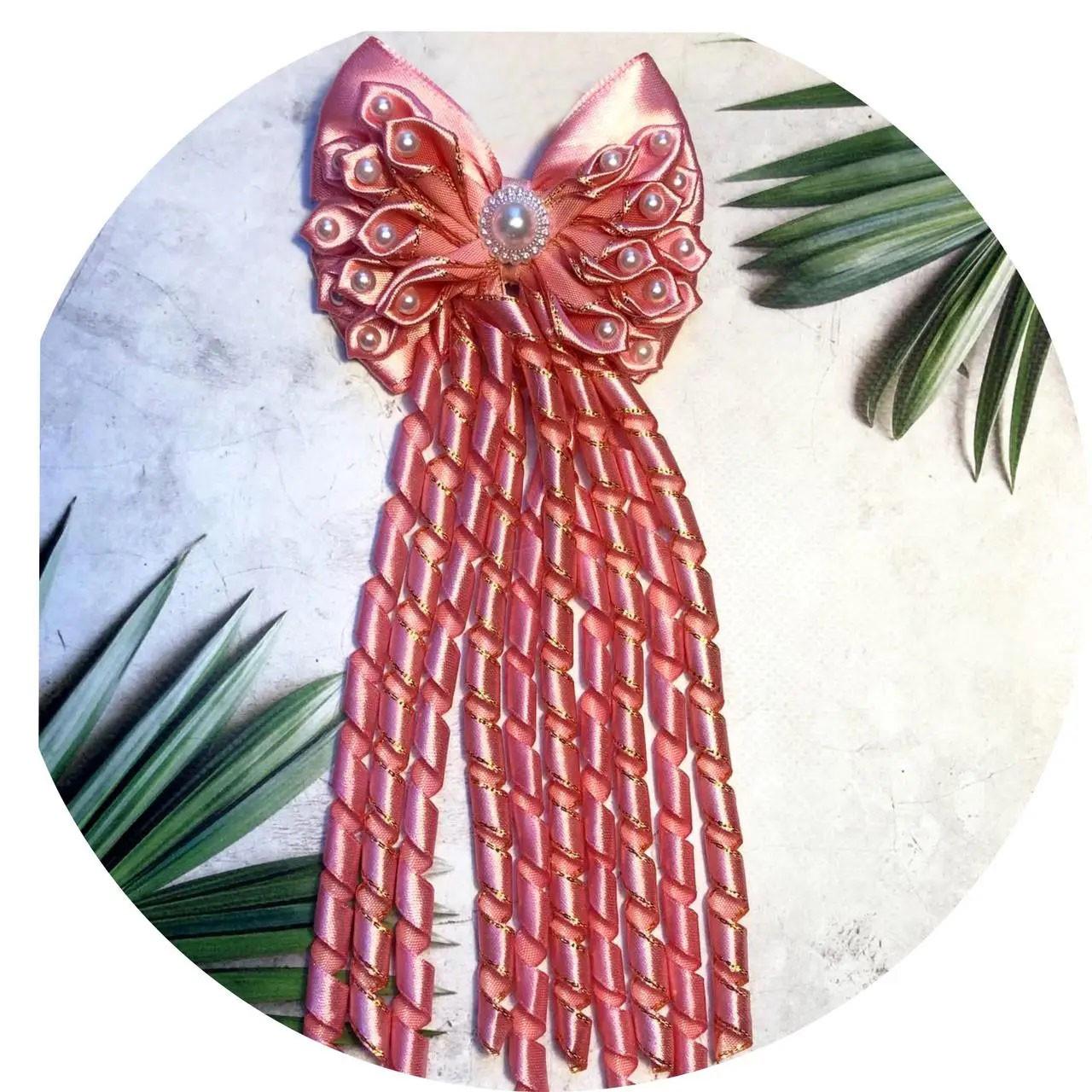 Бантик детский на заколке Запыленная Роза (10046)