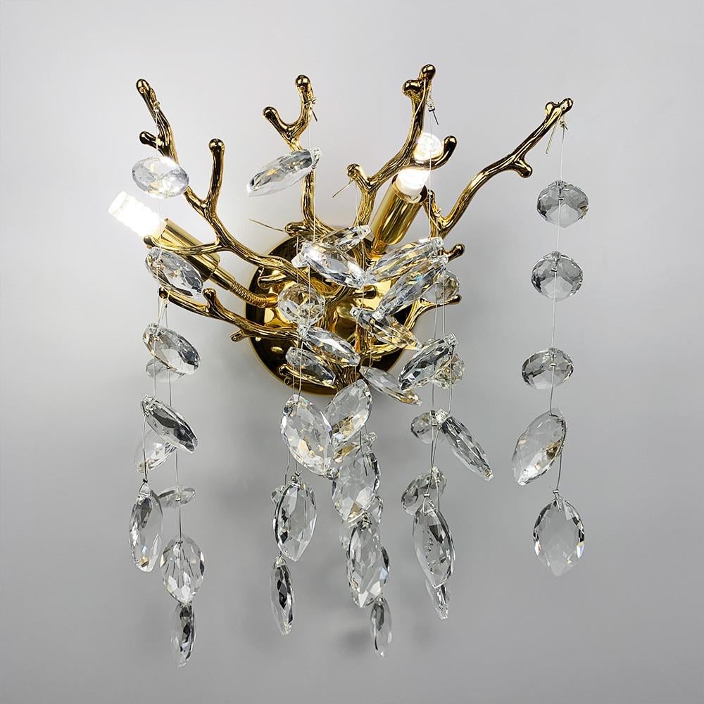 Бра изысканное DIAMINA с хрустальными камнями Золотой (W33007/2 S GD)