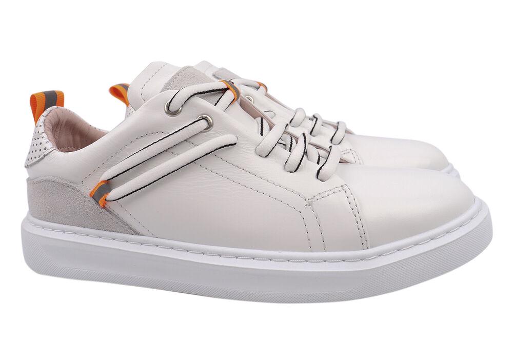 Кеды женские Phany из кожи на низком ходу на шнуровке Белый (212-21DTC 37)