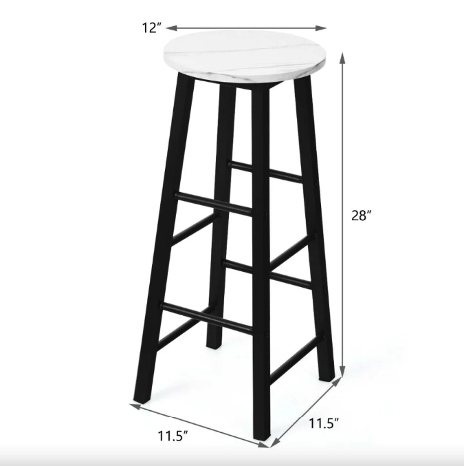 Барний стілець Costway Eugad 2 шт. з підставкою для ніг Білий (4692) - фото 4 Барний стілець Costway Eugad 2 шт. з підставкою для ніг Білий (4692) - фото 4