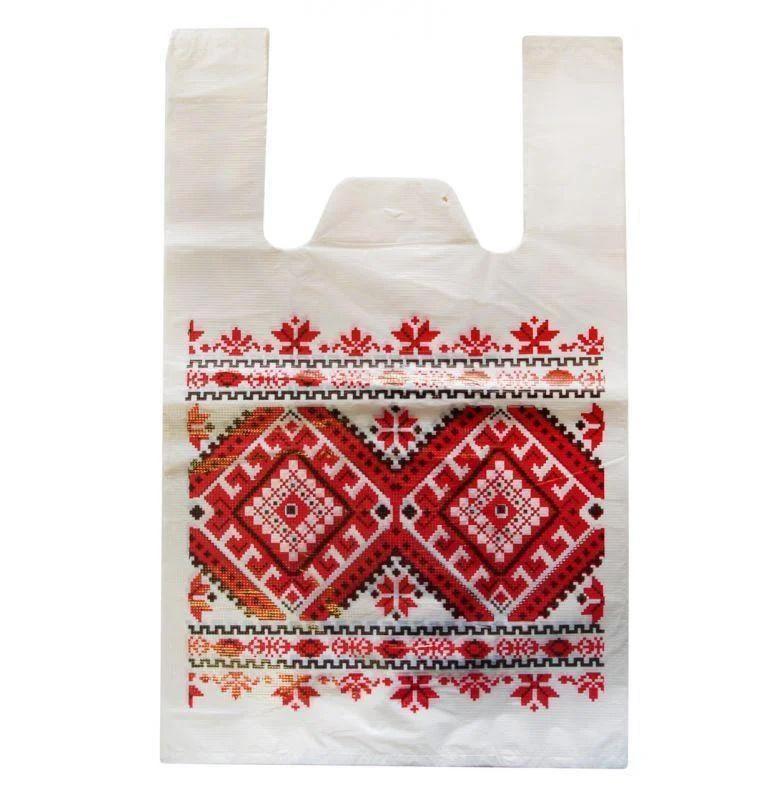 Пакеты майка Вышиванка ромб 27х50 см 500 шт. Белый (0461)