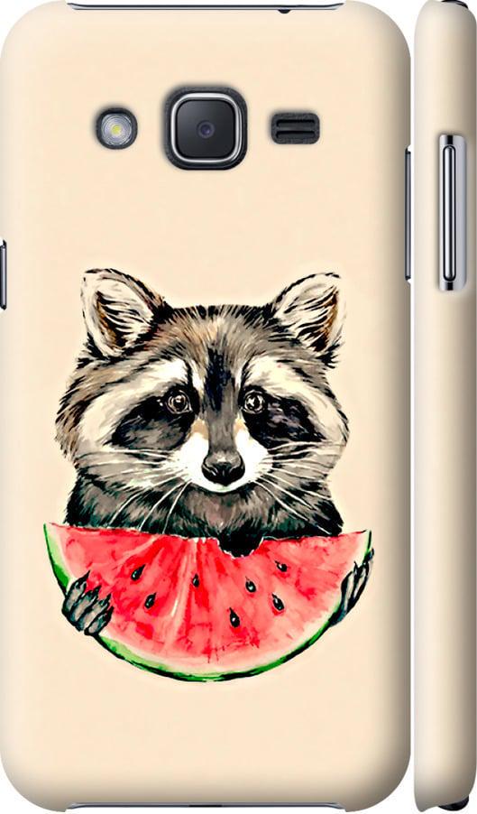 Чехол на Samsung Galaxy J2 J200H Енотик с арбузом (4605c-190-42517)
