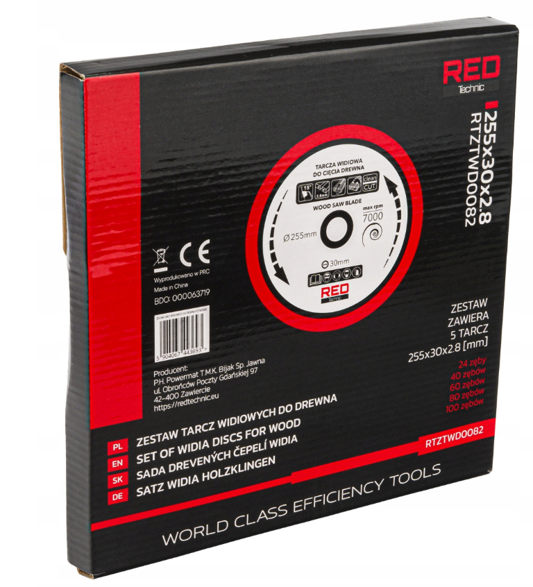 Диск пиляльний по дереву для циркулярних та торцювальних пилок Red Technic RTZTWD0082 комплект 5 шт. 255 мм Диск пиляльний по дереву для циркулярних та торцювальних пилок Red Technic RTZTWD0082 комплект 5 шт. 255 мм