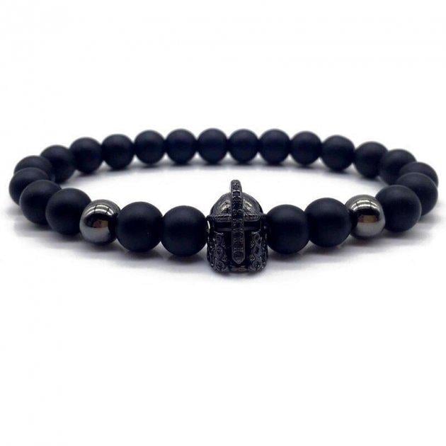 Браслет із шунгіту та гематиту з шоломом р. 20 Чорний
 (10019)