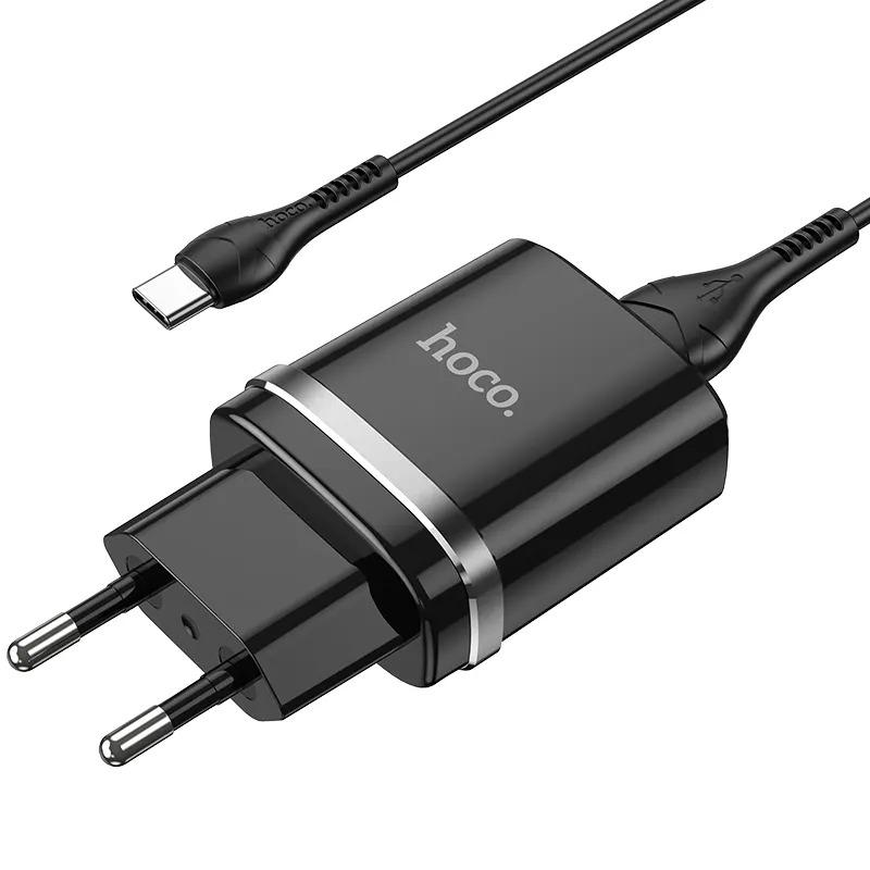 Сетевое зарядное устройство Hoco N1 12 W 2,4 A с USB разъемом и кабелем Type-С Черный (221137) - фото 11