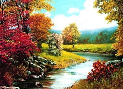 Алмазная мозаика Изгиб безымянной реки 30x40 см с рамкой в коробке (H8676)
