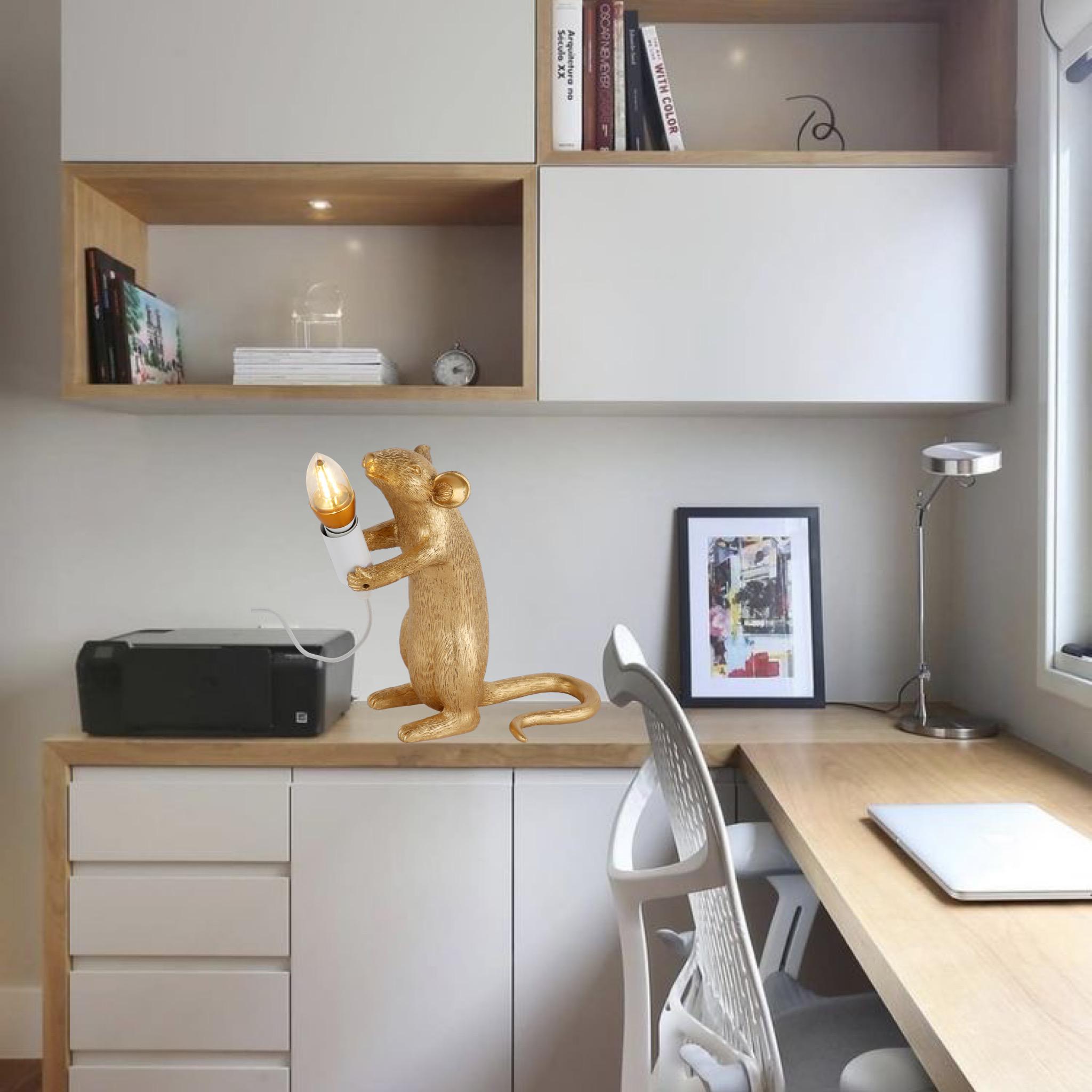 Лампа настільна Mouse у вигляді мишки що стоїть Золотий - фото 2 Лампа настільна Mouse у вигляді мишки що стоїть Золотий - фото 2