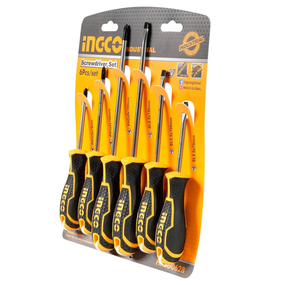 Набор отверток INGCO INDUSTRIAL 6 шт. (HKSD0628) - фото 2 Набор отверток INGCO INDUSTRIAL 6 шт. (HKSD0628) - фото 2