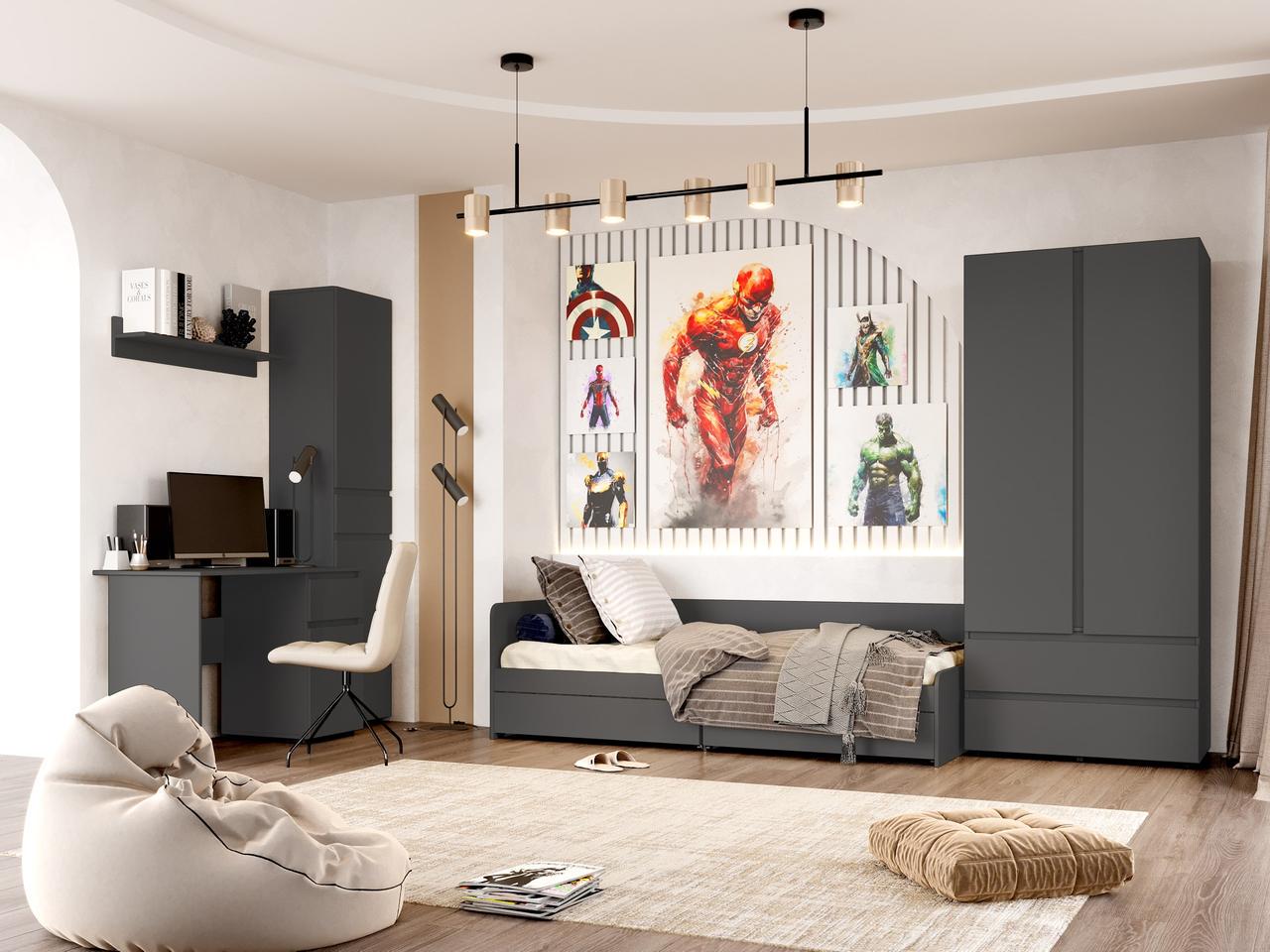 Спальна дитяча Еверест Лайт-2 комплект Графітовий (EVR-20810.03) - фото 2