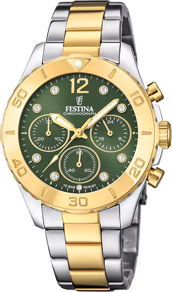 Наручные часы женские Festina F20604/2 Boyfriend со стальным корпусом WR 100 м и зеленым циферблатом