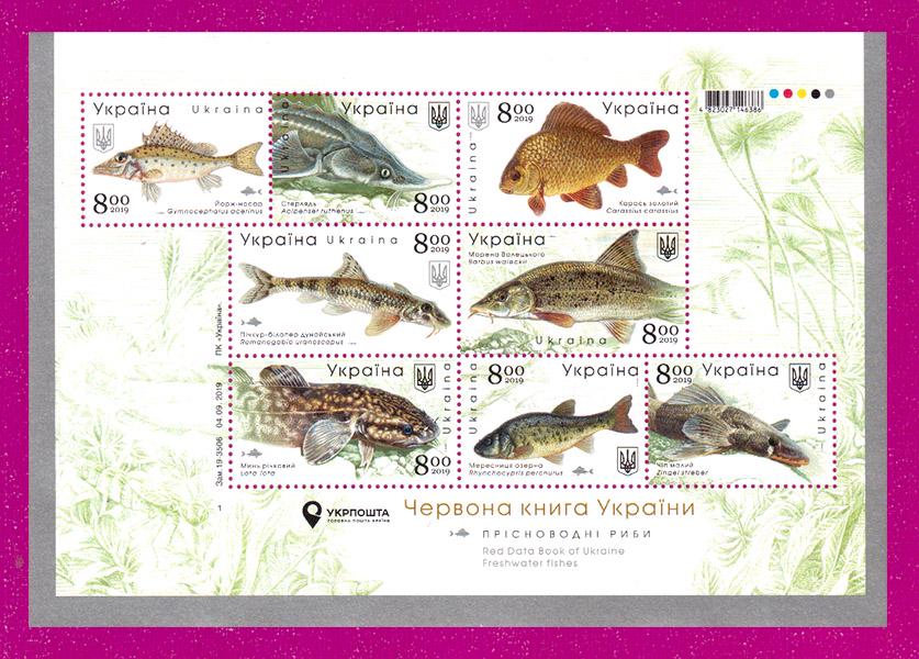 Почтовый блок Украины 2019 Красная книга Украины Пресноводные рыбы (201910008)