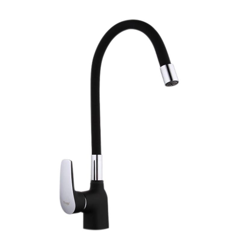 Змішувач для кухні Frap F4453-04 1034164 з гнучким виливом Чорний (102575)