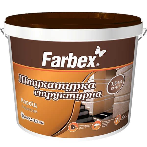 Штукатурка структурна акрилова Farbex Короїд база А 18 кг Білий (2792906345)