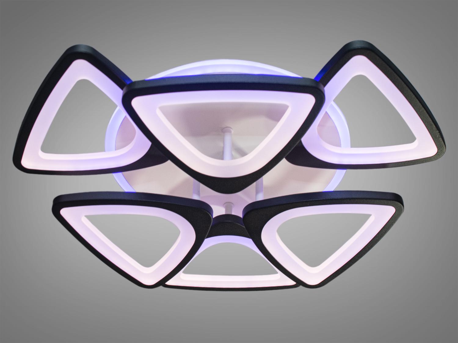 Люстра LED 115 W акриловая с пультом Черный (S8118/3+3BK LED 3color) - фото 1 Люстра LED 115 W акриловая с пультом Черный (S8118/3+3BK LED 3color) - фото 1