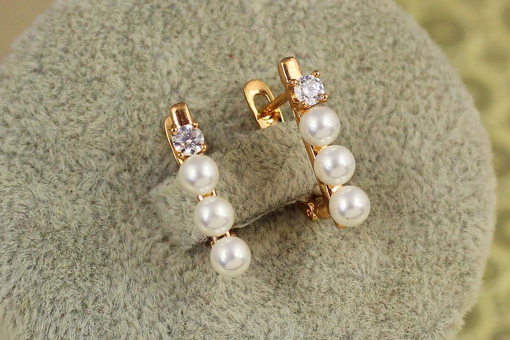 Серьги Xuping Jewelry дорожка из жемчужин 1,8 см Золотистый (2574118617)