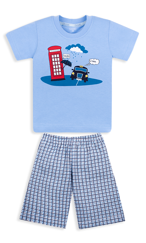 Піжама дитяча бавовняна тонка літня для хлопчика Gabbi PGM-20-2 98 см Блакитний (12151)