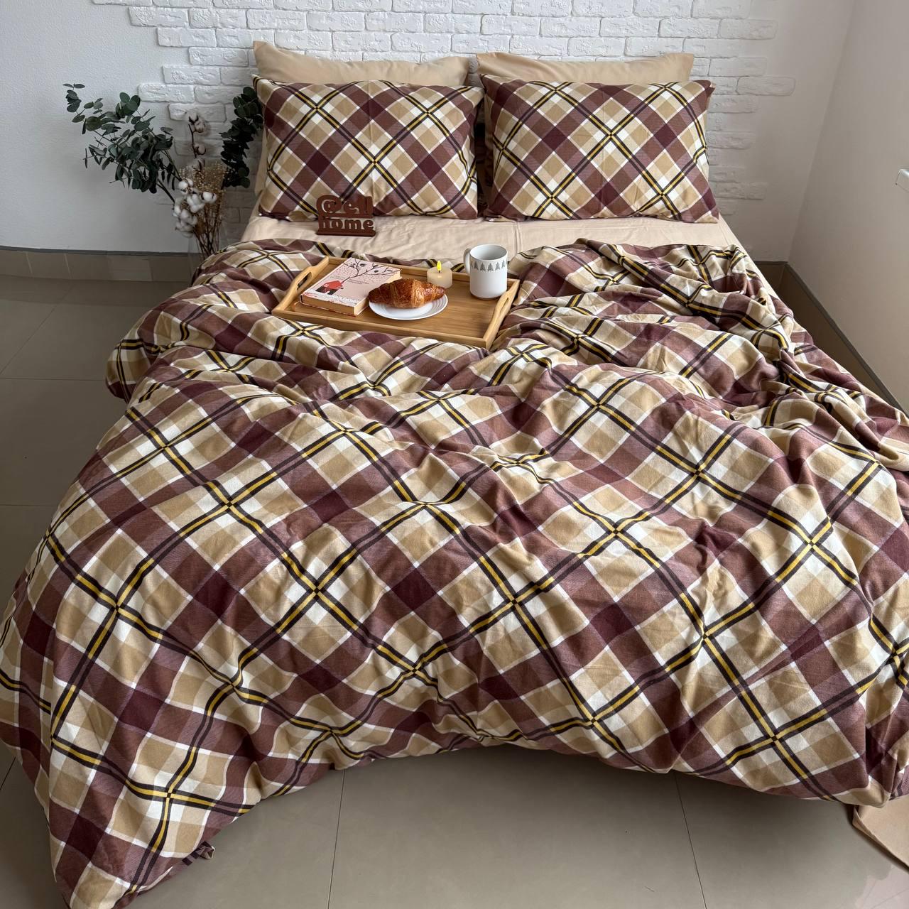 Комплект постільної білизни Ell Home Крафт фланель полуторний наволочки 50x70 см/70x70 см Пастельний/Бежевий пісок (29288885) - фото 4 Комплект постільної білизни Ell Home Крафт фланель полуторний наволочки 50x70 см/70x70 см Пастельний/Бежевий пісок (29288885) - фото 4