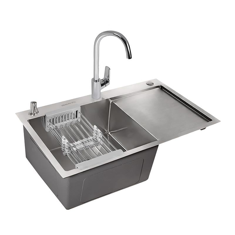 Комплект кухонная мойка Britc HM HS7848L и смеситель Janedo JD-E104-5 (68591)