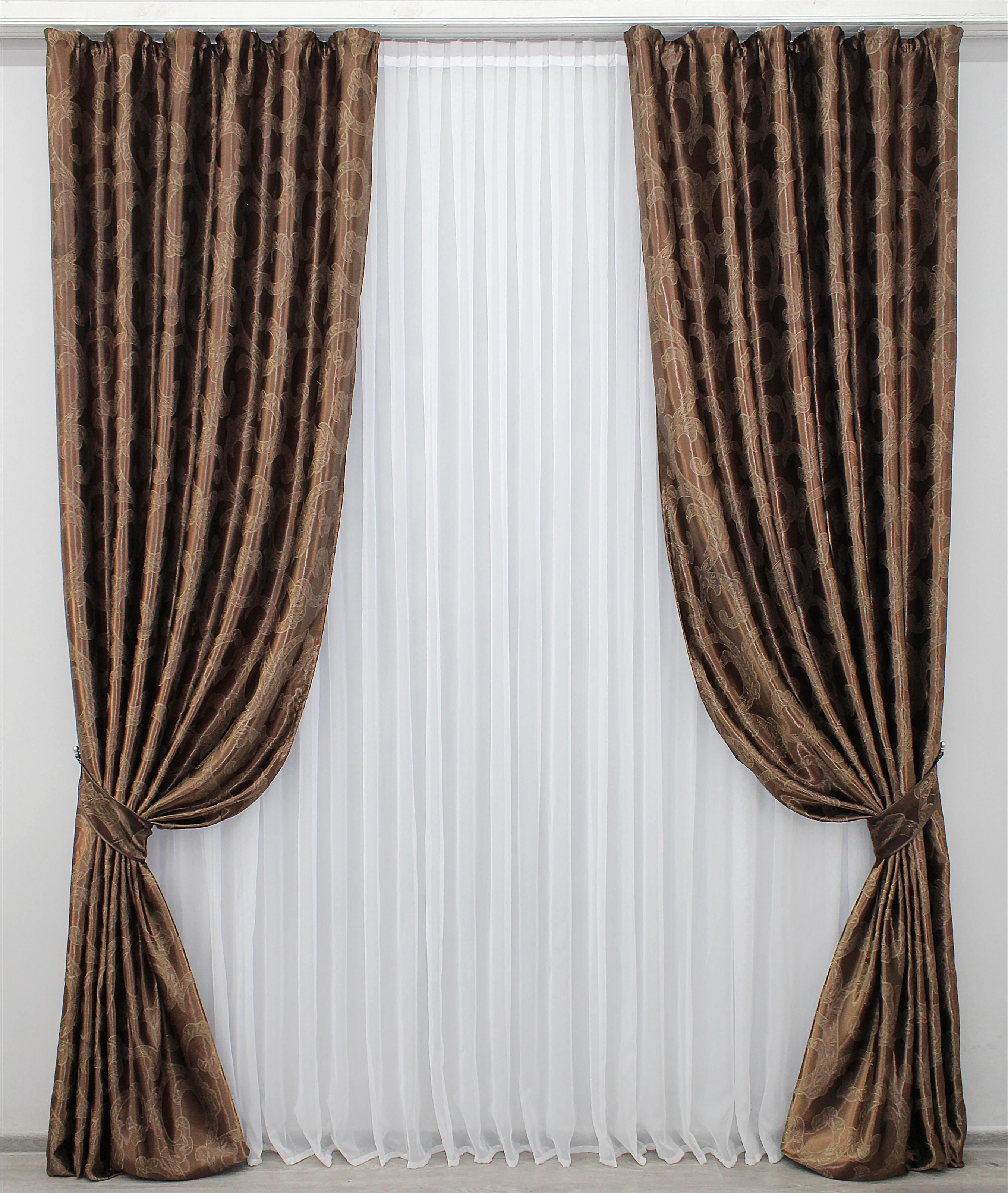 Комплект штор VR-Textil Дамаск № 1168ш блэкаут 150х280 см 2 шт. Венге (30-101) Комплект штор VR-Textil Дамаск № 1168ш блэкаут 150х280 см 2 шт. Венге (30-101)