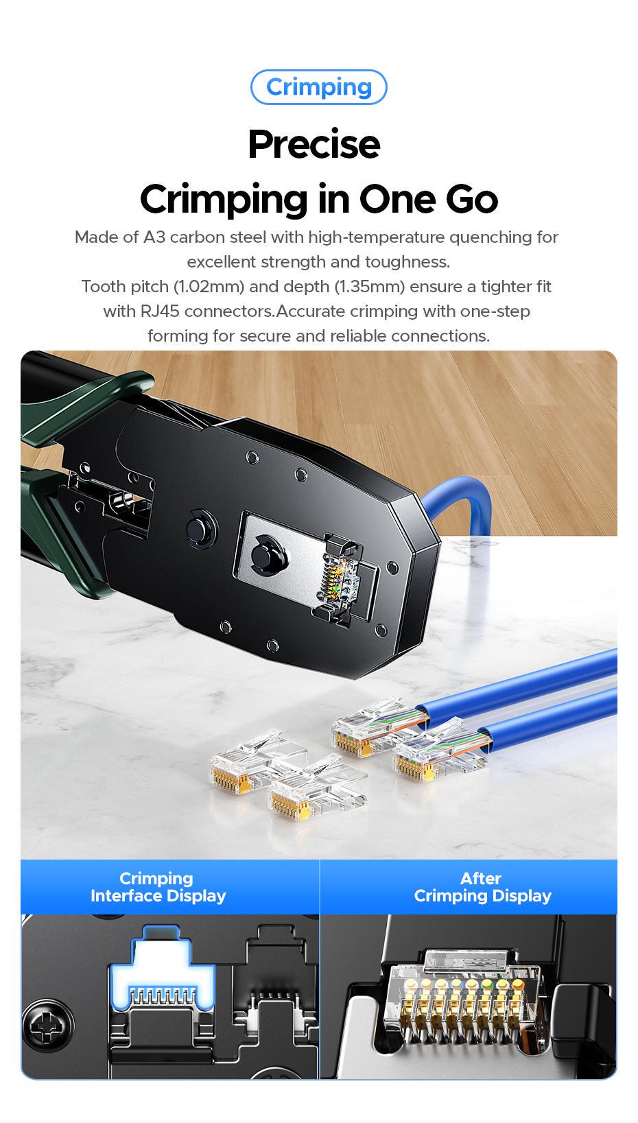 Кримпер для коннекторов Ugreen RJ45 RJ12 RJ11 8P 6P 4P 196 мм (29516821) - фото 4 Кримпер для коннекторов Ugreen RJ45 RJ12 RJ11 8P 6P 4P 196 мм (29516821) - фото 4