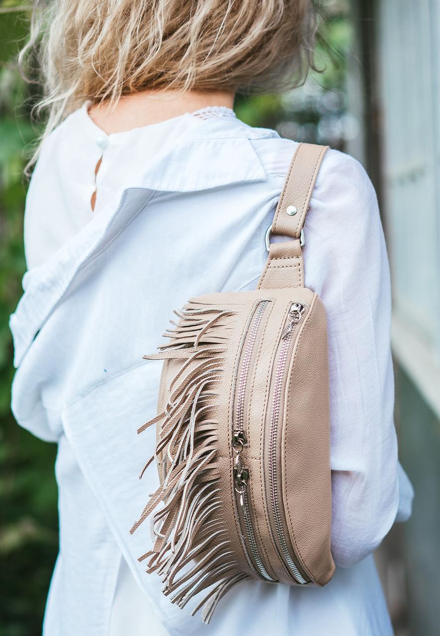 Сумка на пояс шкіряна жіноча Spirit Світло-бежевий (A-026285)