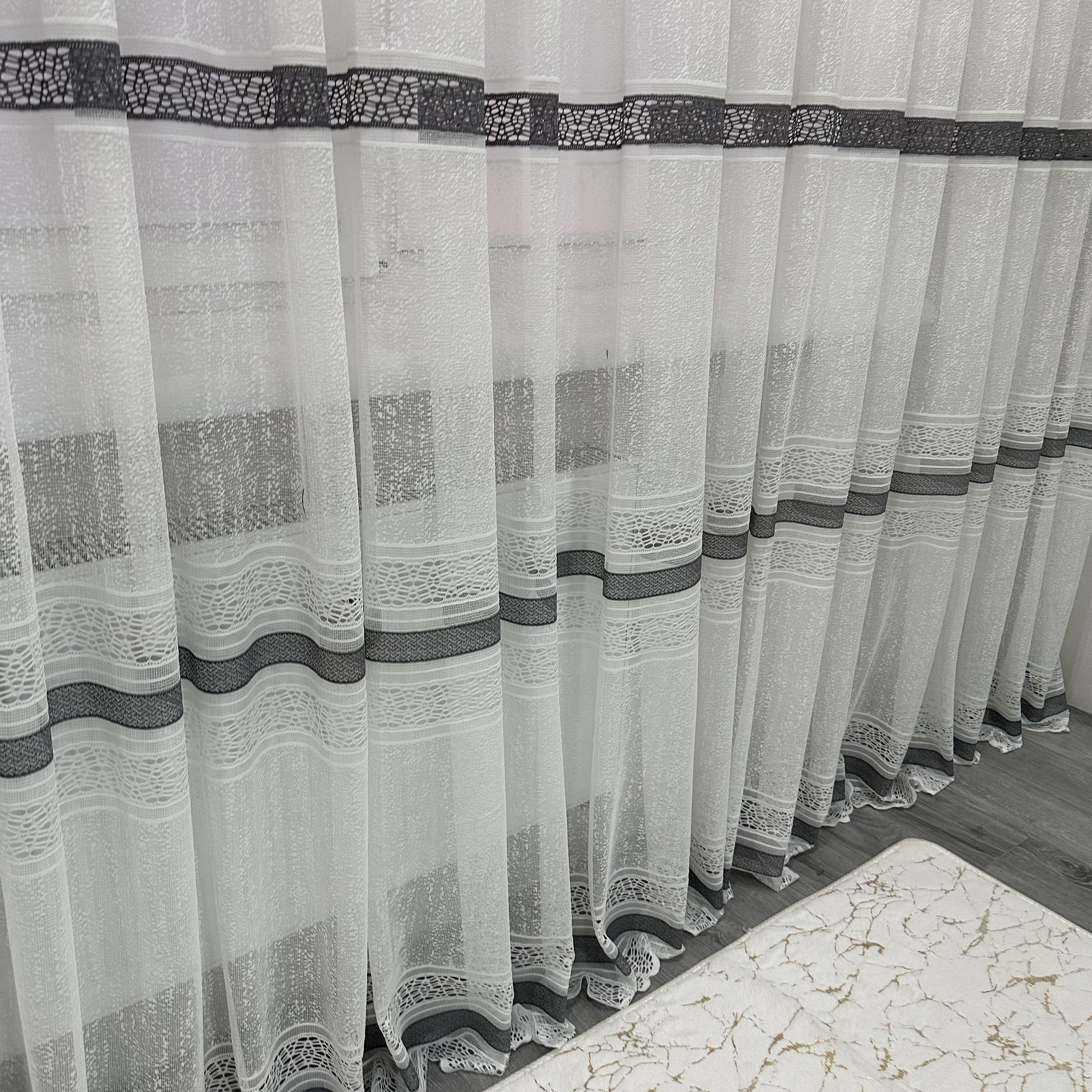 Тюль жаккард готова с узором 300х270 см на тесьме 6 см 2 ряда петель Серый/Белый (ТПС-3) - фото 8 Тюль жаккард готова с узором 300х270 см на тесьме 6 см 2 ряда петель Серый/Белый (ТПС-3) - фото 8