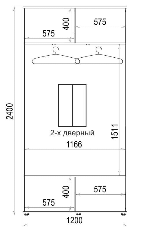 Шафа-купе Luxe 2 двері Скло тонованне/Скло тонованне 116-116 CLS - II 1200x2400x600 мм Венге (34494) - фото 4