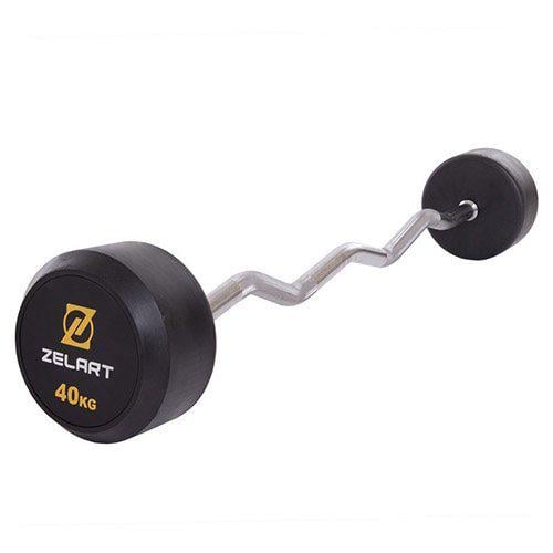 Штанга фиксированная изогнутая Rubber Coated Barbell Zelart TA-2687 40 кг Черный (58363067)