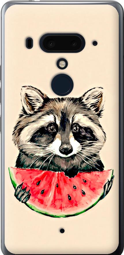 Чехол на HTC U12 Plus Енотик с арбузом (4605u-1712-42517)