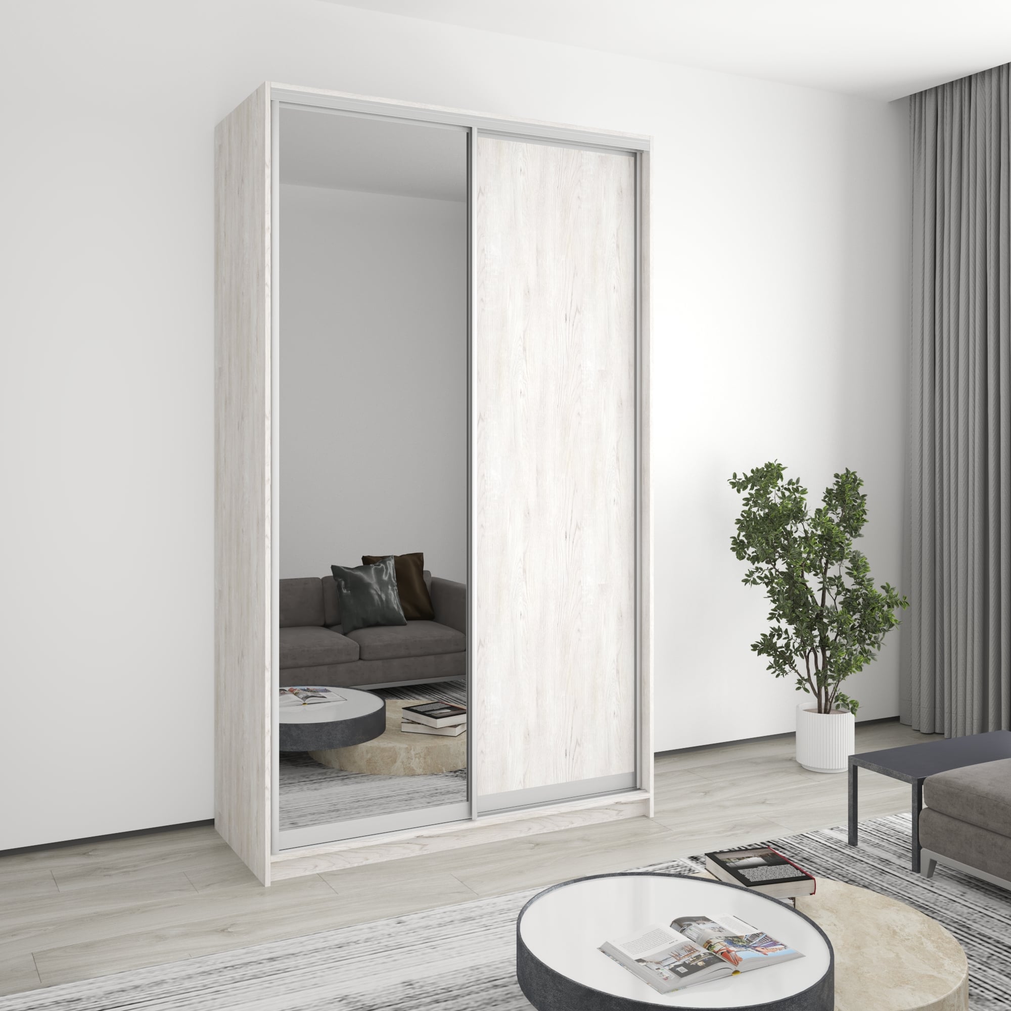 Шкаф-купе двухдверный Mebel Star Стандарт AL MBS-3775 140х60х240 см Аляска серый (1004959)