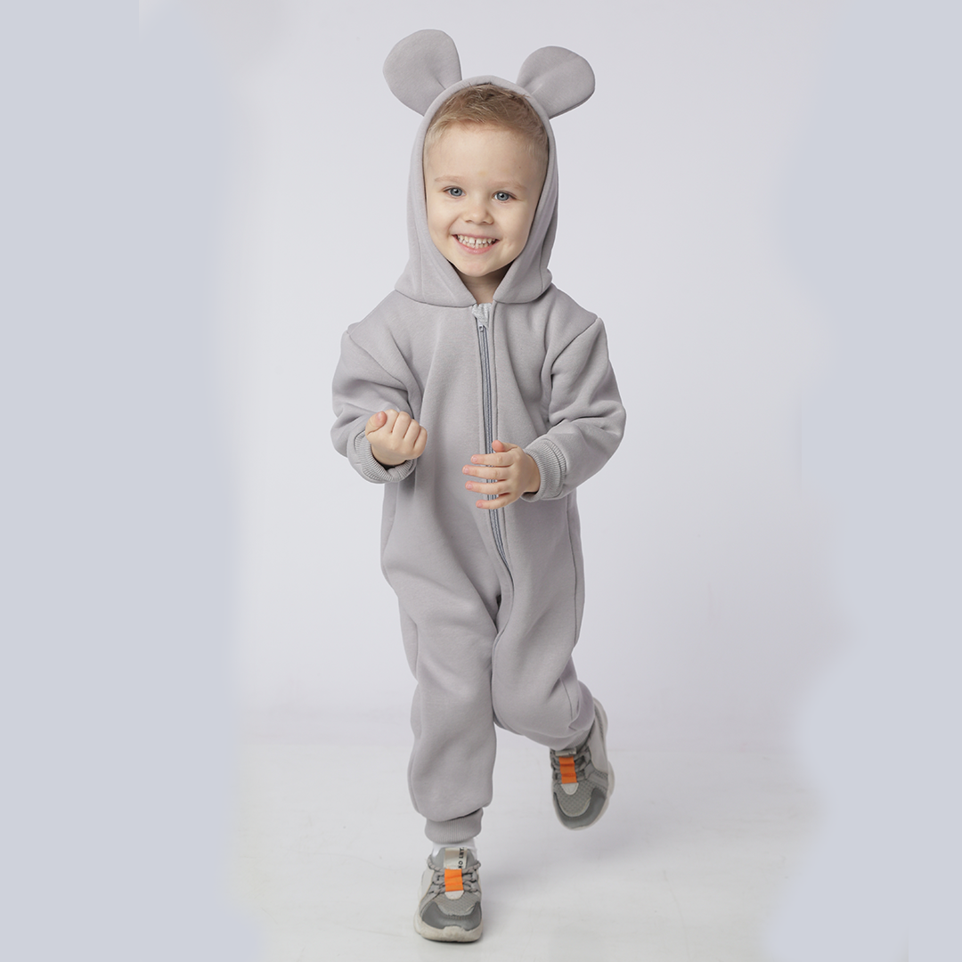 Комбинезон детский BUNNY BOX Микки с ушками триника утепленный р. 80 Серый (16580) - фото 5