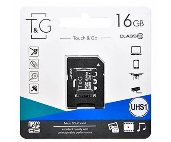 Карта пам’яті microSDHC T&G UHS-1 Class 10 Adapter SD 16Gb