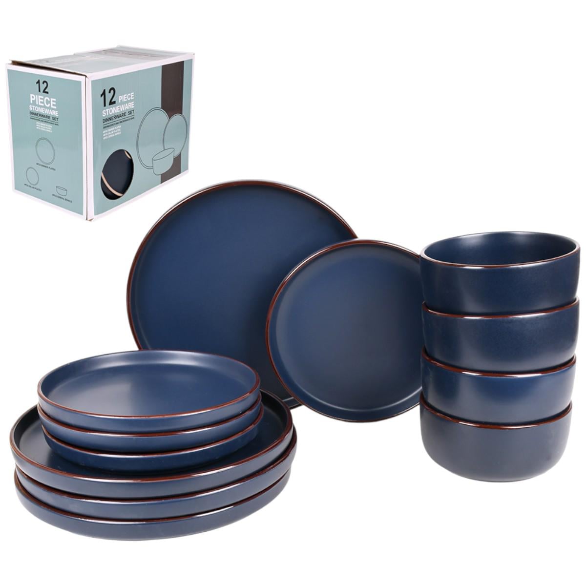 Набор столовой посуды Piece Stoneware 12 предметов Темно-синий (MC5579-1)