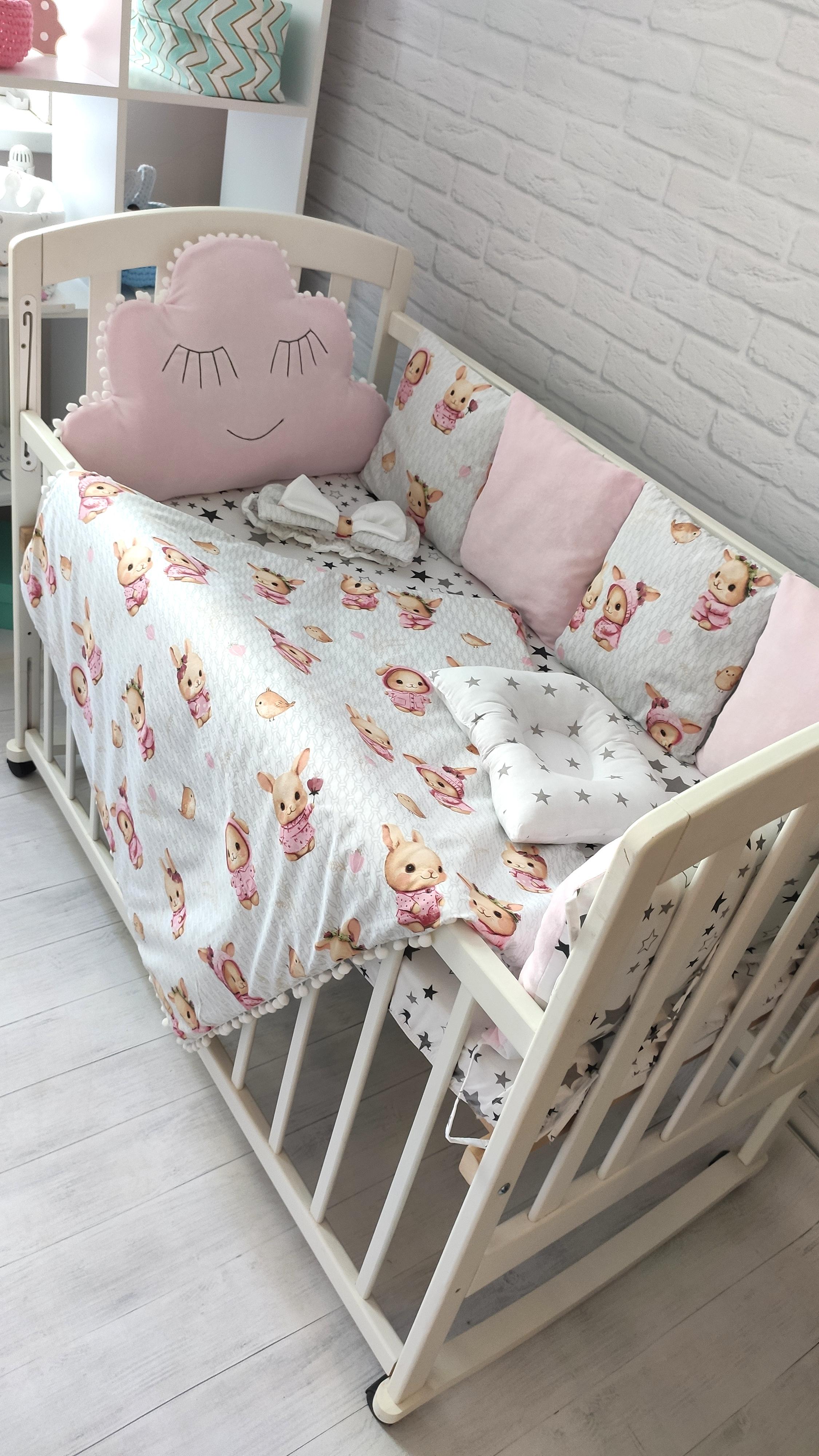 Набор бортиков в кровати Велюр Облако на три стороны Розовый - фото 2 Набор бортиков в кровати Велюр Облако на три стороны Розовый - фото 2