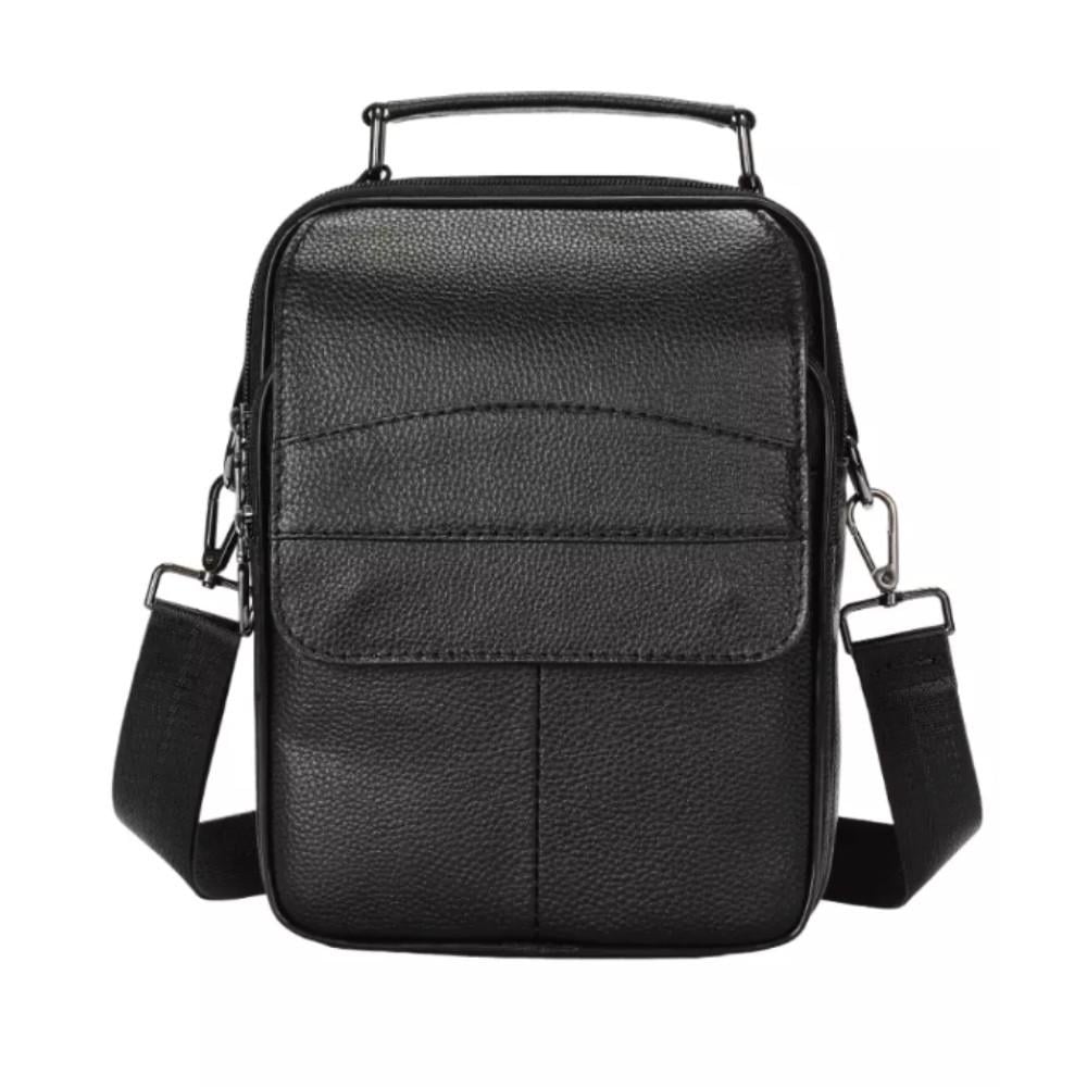 Чоловіча сумка через плече Lorian з натуральної шкіри з зовнішнім карманом на блискавці Чорний (LR 256104-black) - фото 2 Чоловіча сумка через плече Lorian з натуральної шкіри з зовнішнім карманом на блискавці Чорний (LR 256104-black) - фото 2